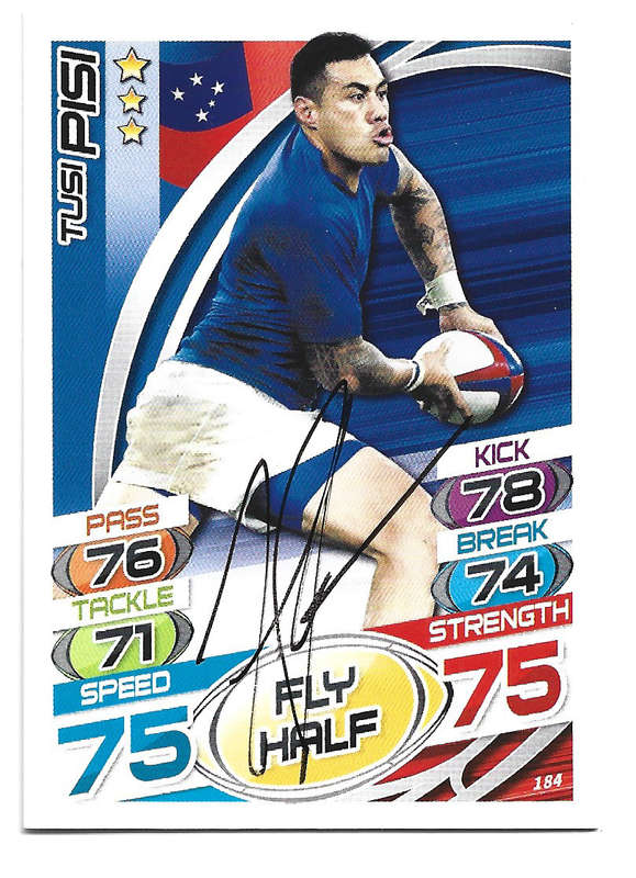 TUSI PISI (Samoa) - TOPPS `RUGBY WORLD CUP` 2015 - Personally SIGNED TRADING CARD