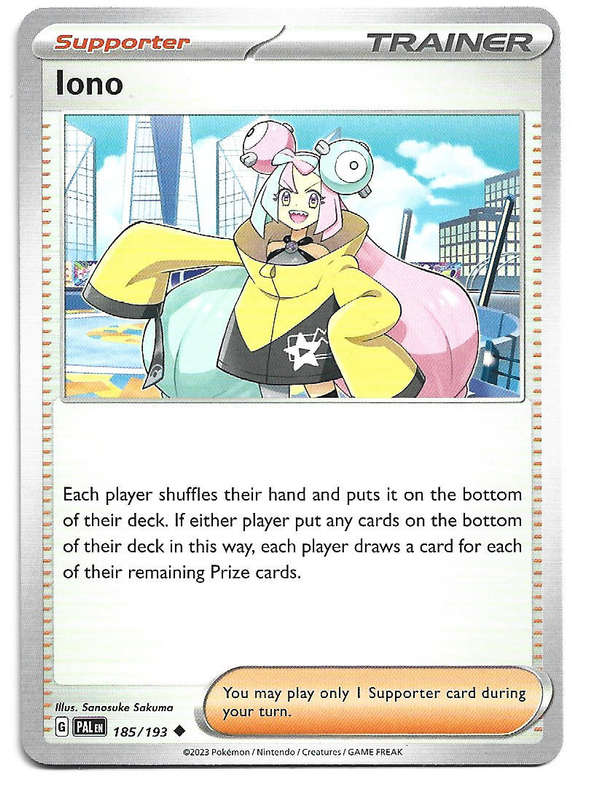 IONO - COMMON  185/193 POKEMON TCG PALDEA EVOLVED TRADING CARD