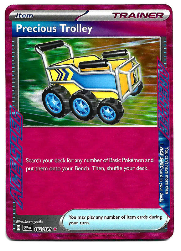 PRECIOUS TROLLEY  - HOLO RARE  185/191 POKEMON TCG SURGING SPARKS TRADING CARD