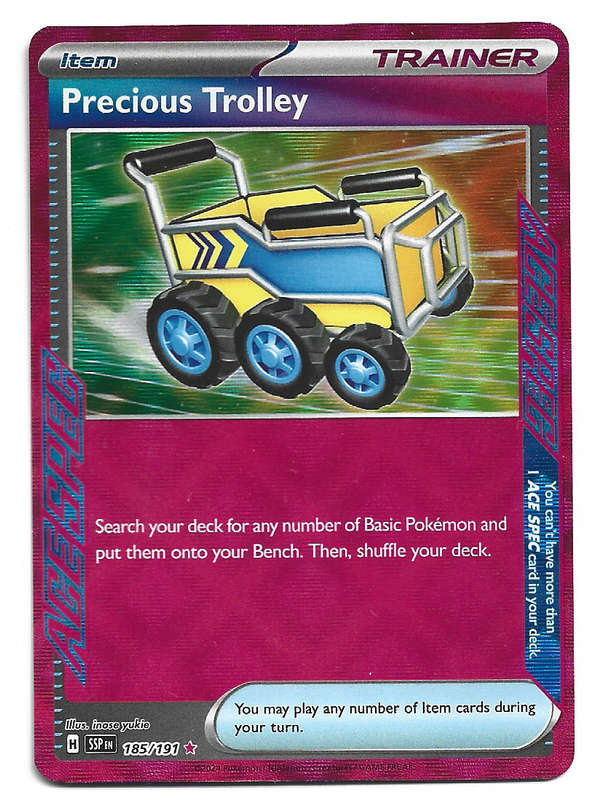 PRECIOUS TROLLEY  - POKEMON TCG SURGING SPARKS  ACE SPEC RARE 185/191 TRADING CARD