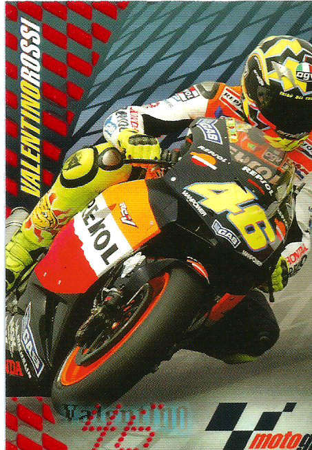 VALENTINO ROSSI - PANINI MOTO GP 2003 CARD COLLECTION - WORLD CHAMPION RED FOIL TRADING CARD 185