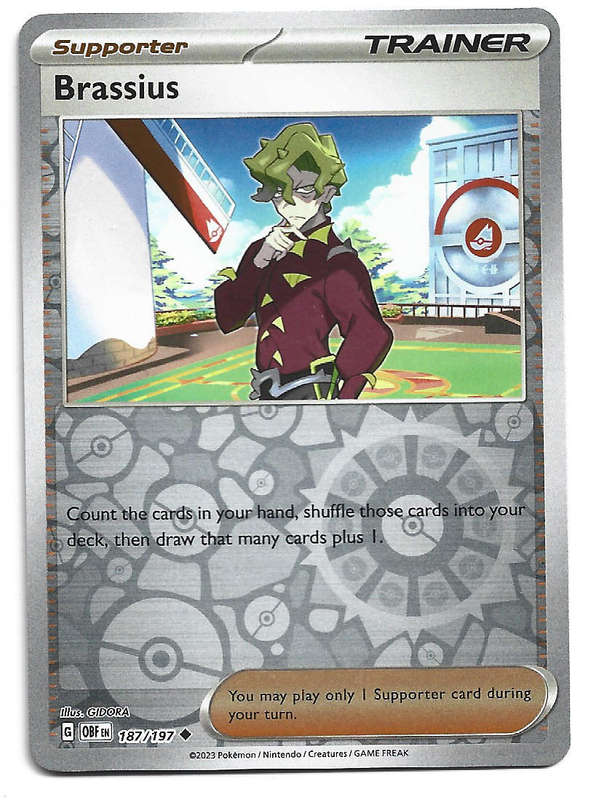 BRASSIUS - REVERSE HOLO  187/197 POKEMON TCG OBSIDIAN FLAMES TRADING CARD