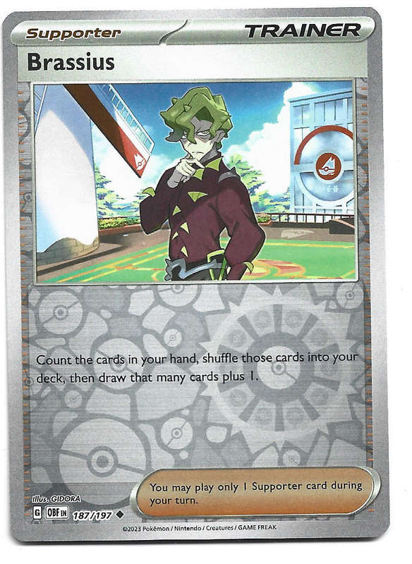 BRASSIUS -   REVERSE HOLO  187/197 POKEMON TCG OBSIDIAN FLAMES TRADING CARD