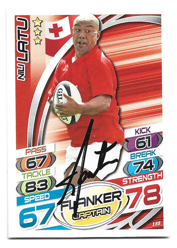 NILI LATU (Tonga) - TOPPS `RUGBY WORLD CUP` 2015 - Personally SIGNED TRADING CARD