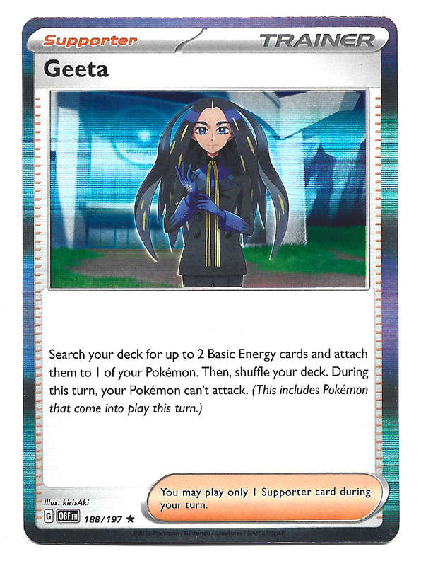 POKEMON CARD - GEETA  188/197  HOLOFOIL RARE TRADING CARD