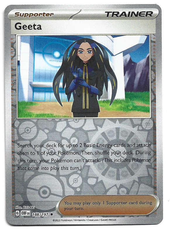 GEETA - REVERSE HOLO  188/197  POKEMON TCG OBSIDIAN FLAMES TRADING CARD