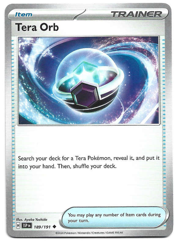 TERA ORB  - POKEMON TCG SURGING SPARKS  COMMON  189/191 TRADING CARD