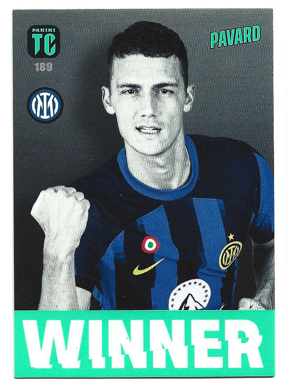 B. PAVARD (Inter Milan) - PANINI `TOP CLASS` 2024 - RARE FOIL `WINNERS` TRADING CARD 189