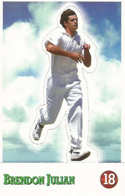 BRENDON JULIAN - SELECT CRICKET 1997/98 STICKER COLLECTION - RARE "POP-UP" TRADING CARD 18