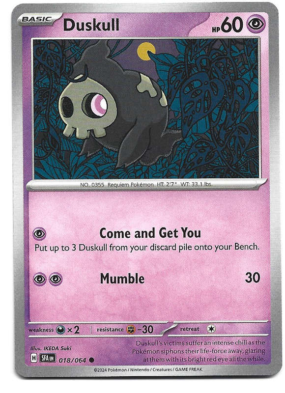 POKEMON CARD - DUSKULL  18/64 Common Shrouded Fable Trading Card - Mint