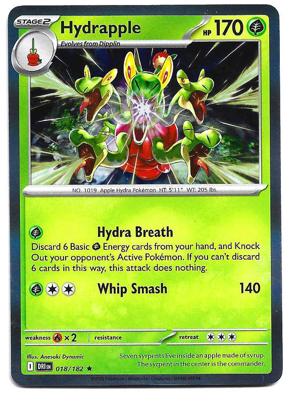 HYDRAPPLE  - HOLO RARE  18/182  POKEMON TCG DESTINED RIVALS TRADING CARD