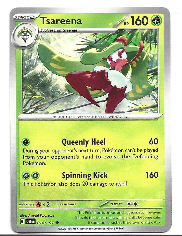 TSAREENA -  COMMON  18/197  POKEMON TCG OBSIDIAN FLAMES TRADING CARD