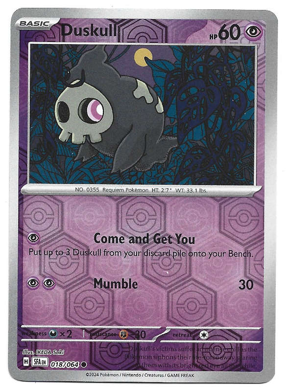 DUSKULL - REVERSE HOLO   18/64 POKEMON SHROUDED FABLE TRADING CARD