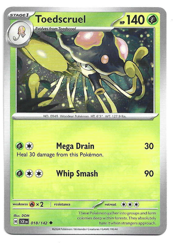 TOEDSCRUEL -  COMMON  18/142 POKEMON TCG STELLAR CROWN TRADING CARD