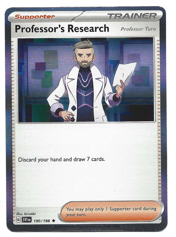 POKEMON CARD -PROFESSOR'S RESEARCH  190/198 HOLO RARE SCARLET & VIOLET TRADING CARD - MINT