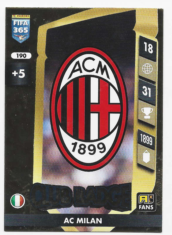 AC MILAN - PANINI FIFA 365 COLLECTION 2025 - FOIL "CLUB BADGE" TRADING CARD 190