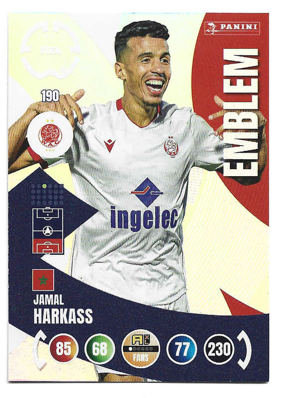 JAMAL HARKASS - PANINI CLUB WORLD CUP 2025 - FOIL EMBLEM TRADING CARD 190