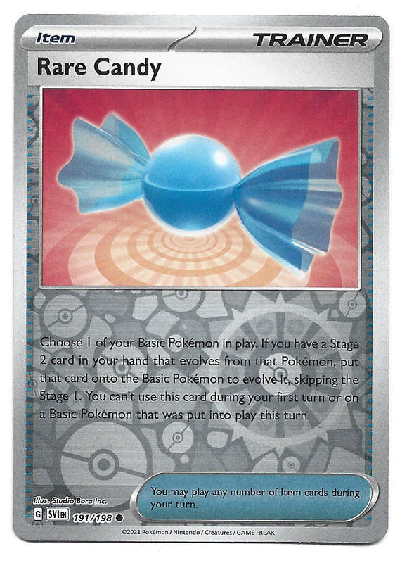 RARE CANDY - REVERSE HOLO  191/198 POKEMON TCG SCARLET & VIOLET TRADING CARD