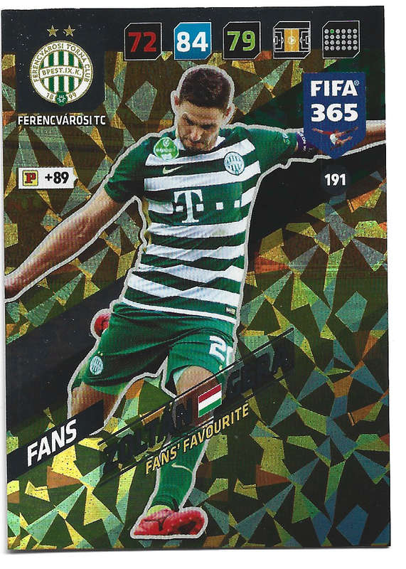 ZOLTZN GERA - PANINI `FIFA 365 2018` COLLECTION - FOIL `FANS FAVOURITE` TRADING CARD 191