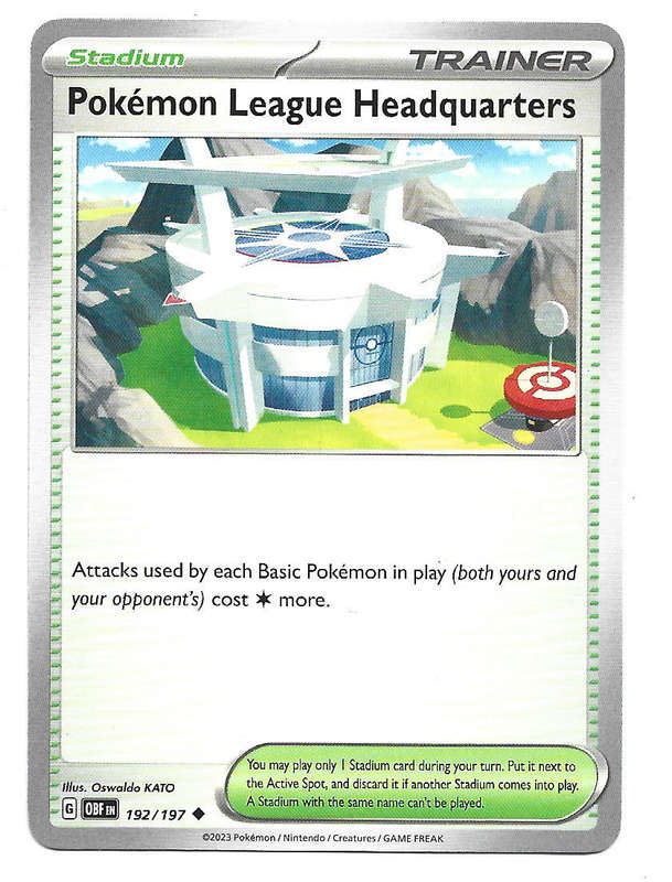 POKEMON LEAGUE HEADQUARTERS -  COMMON  192/197  POKEMON TCG OBSIDIAN FLAMES TRADING CARD