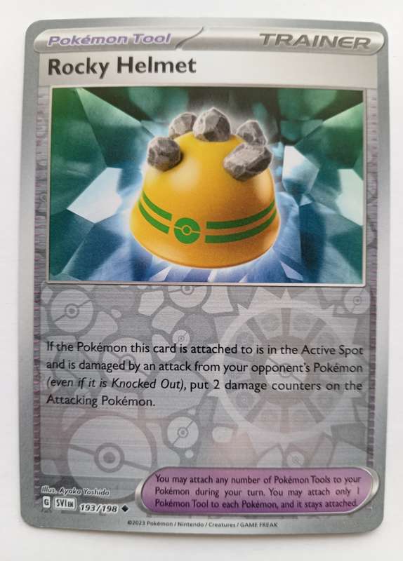 ROCKY HELMET - POKEMON SCARLET & VIOLET 2023  - REVERSE HOLO TRADING CARD 193/198 - MINT
