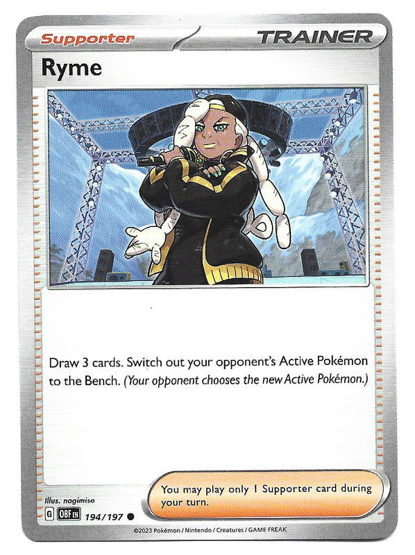 RYME - POKEMON TCG BSIDIAN FLAMES COMMON  194/197 TRADING CARD