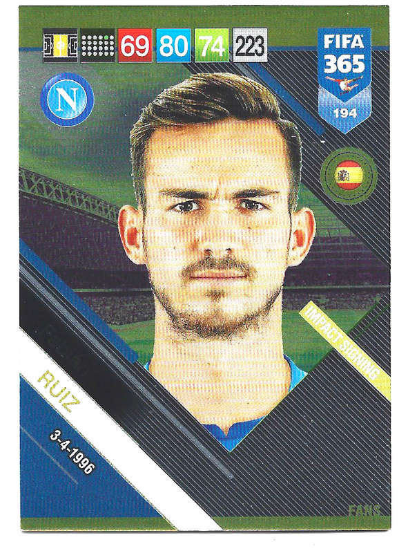 FABIAN RUIZ - PANINI FIFA 365 2019 COLLECTION - FOIL `FANS FAVOURITE` TRADING CARD 194