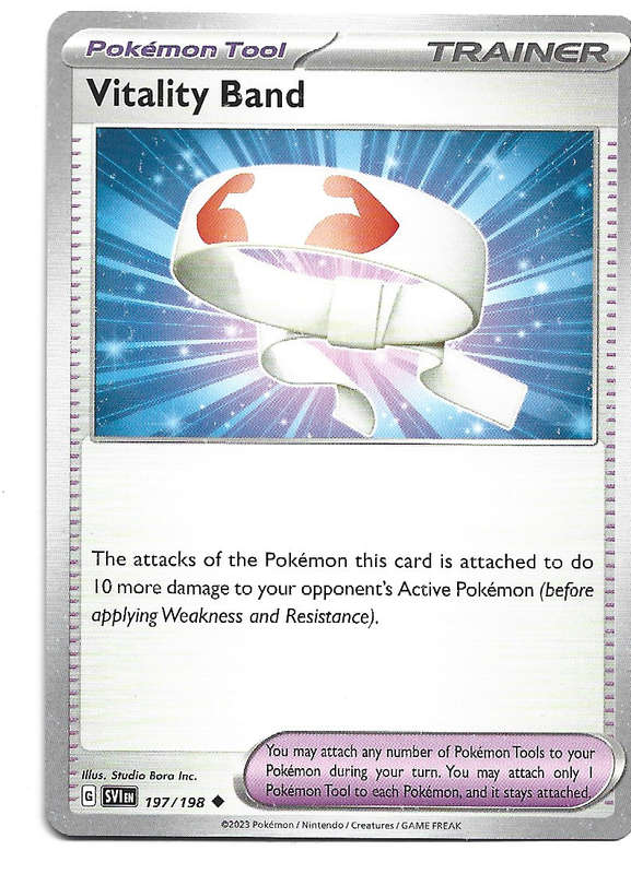 VITALITY BAND - POKEMON SCARLET & VIOLET  197/198 COMMON TRADING CARD