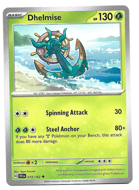 DHELMISE - COMMON  19/162 POKEMON TCG TEMPORAL FORCES TRADING CARD
