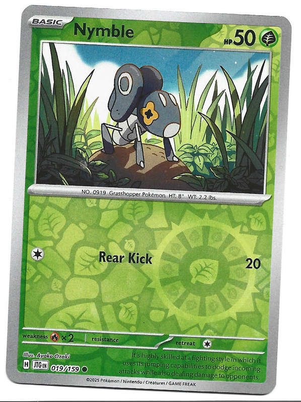 NYMBLE - REVERSE HOLO  19/159 POKEMON TCG JOURNEY TOGETHER TRADING CARD