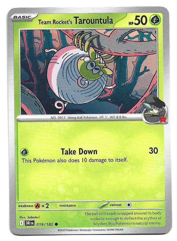 TEAM ROCKET's TAROUTULA - COMMON  19/182  POKEMON TCG DESTINED RIVALS TRADING CARD