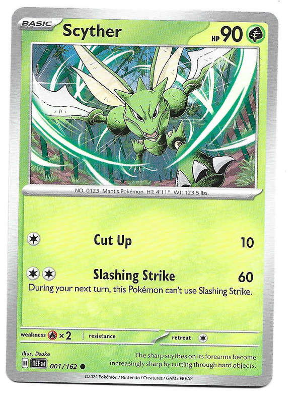 SCYTHER - COMMON  1/162 POKEMON TCG TEMPORAL FORCES TRADING CARD