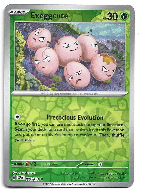 EXEGGCUTE -  REVERSE HOLO 1/191 POKEMON TCG SURGING SPARKS TRADING CARD