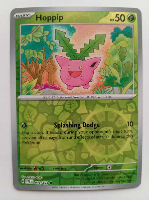 HOPPIP - POKEMON NINTENDO PALDEA EVOLVED - REVERSE HOLO  TRADING CARD 1/193 - MINT