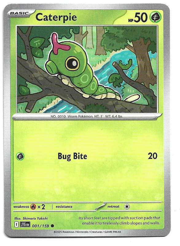 CATERPIE - COMMON  1/159 POKEMON TCG JOURNEY TOGETHER TRADING CARD