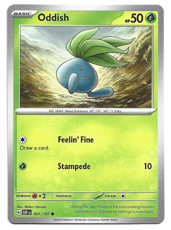 ODDISH -   POKEMON TCG OBSIDIAN FLAMES COMMON  1/197 TRADING CARD