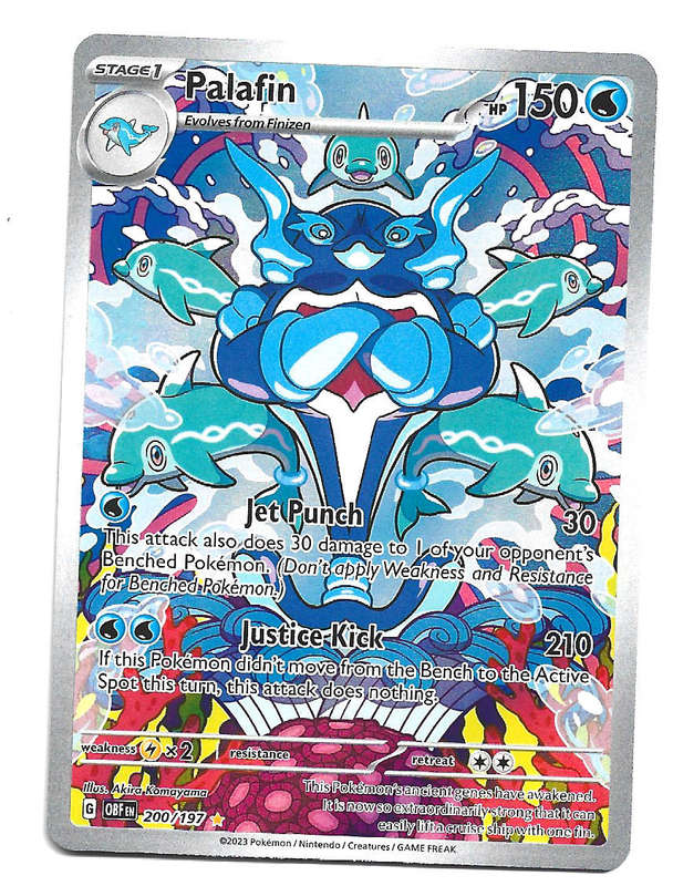 PALAFIN -  FULL ART ILLUSTRATION RARE 200/197 POKEMON TCG OBSIDIAN FLAMES TRADING CARD