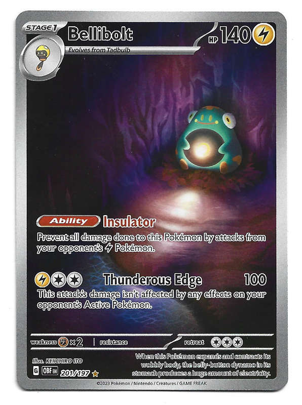 BELLIBOLT - FULL ART ILLUSTRATION   201/197  POKEMON TCG OBSIDIAN FLAMES TRADING CARD