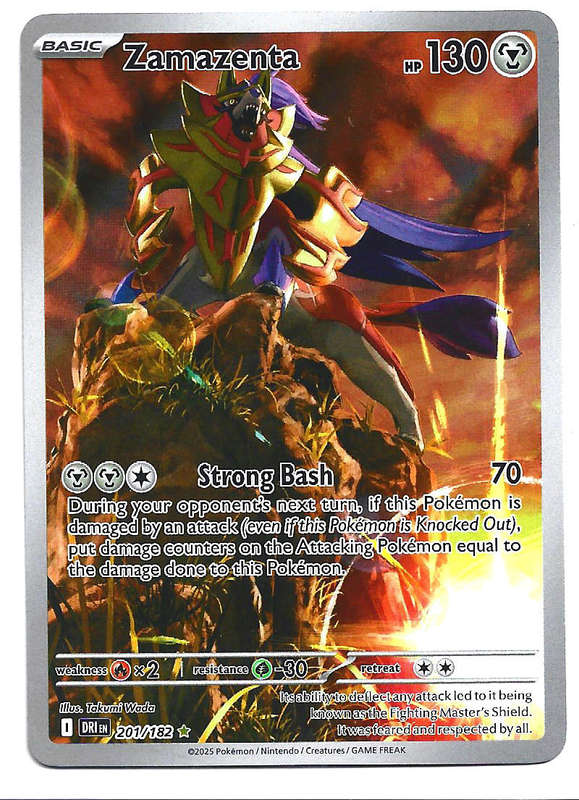 ZAMAZENTA - FULL ART ILLUSTRATION RARE  201/182  POKEMON TCG DESTINED RIVALS TRADING CARD