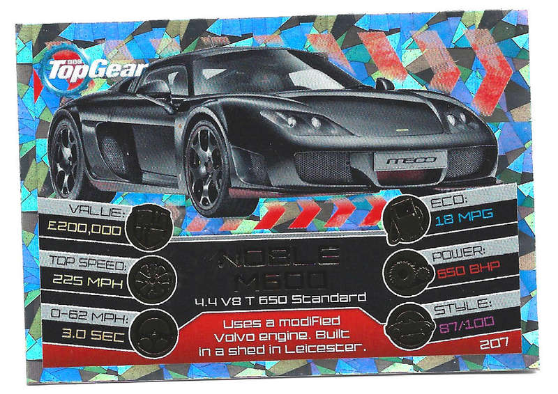 NOBLE M600 - TOPPS BBC TOP GEAR `TURBO ATTAX 2014/15 -S/RARE FOIL TRADING CARD 207