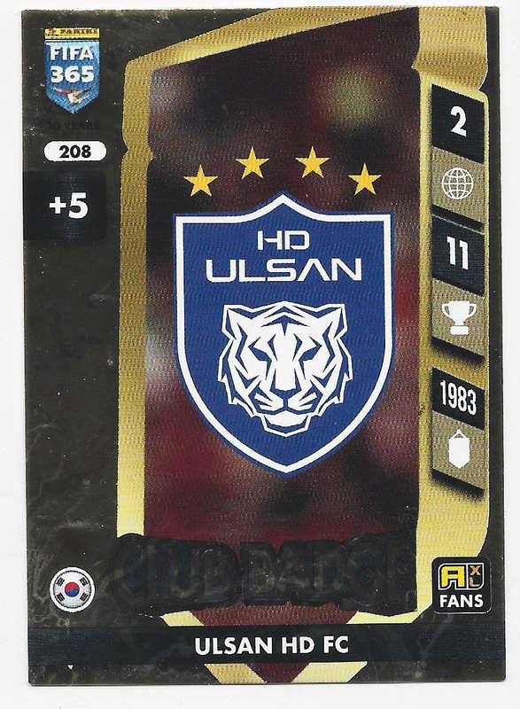 ULSAN HD FC - PANINI FIFA 365 COLLECTION 2025 - FOIL "CLUB BADGE" TRADING CARD 208