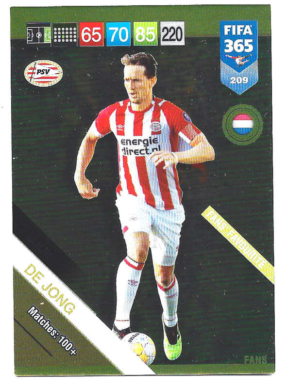 LUUK DE JONG - PANINI FIFA 365 2019 COLLECTION - FOIL `FANS FAVOURITE` TRADING CARD 209