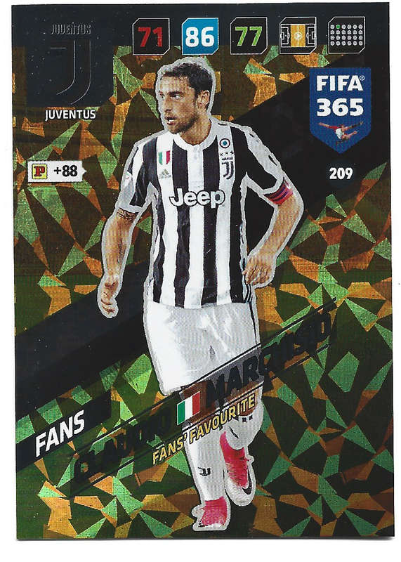 CLAUDIO MARCHISIO - PANINI `FIFA 365 2018` COLLECTION - FOIL `FANS FAVOURITE` TRADING CARD 209