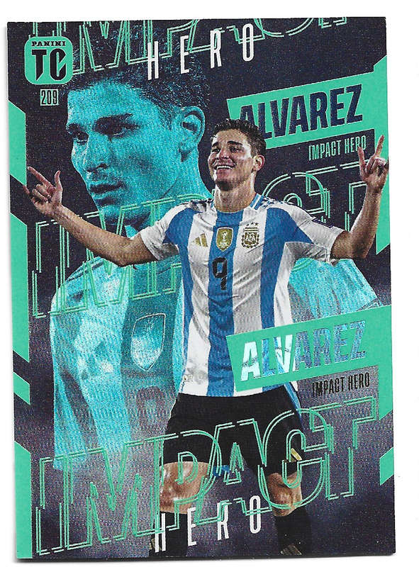 JULIAN ALVAREZ - PANINI `TOP CLASS` 2025 COLLECTION - FOIL IMPACT HERO TRADING CARD 209