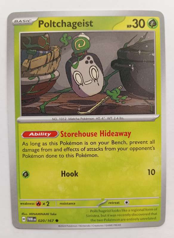 POLTCHAGEIST - POKEMON NINTENDO TWILIGHT MASQUERADE  - COMMON TRADING CARD 20/167