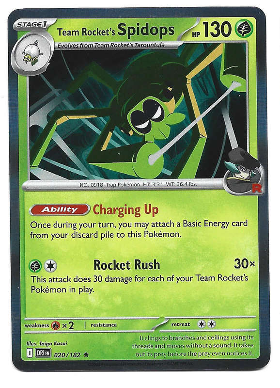 TEAM ROCKET's SPIDOPS - HOLO RARE  20/182  POKEMON TCG DESTINED RIVALS TRADING CARD
