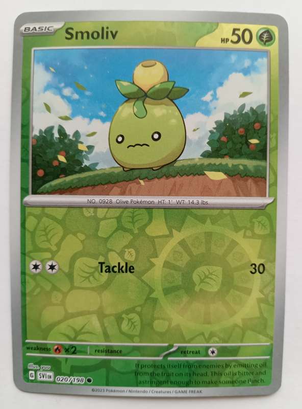 SMOLIV - POKEMON SCARLET & VIOLET 2023  - REVERSE HOLO TRADING CARD 20/198 - MINT