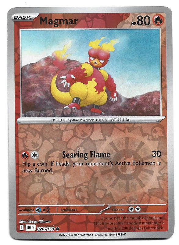 MAGMAR - REVERSE HOLO  20/159 POKEMON TCG JOURNEY TOGETHER TRADING CARD