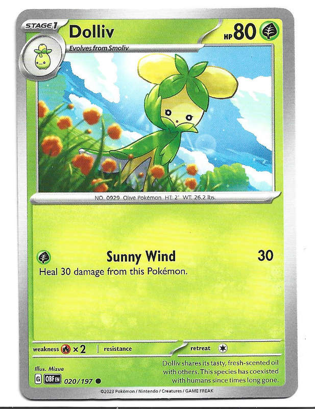 DOLLIV -  COMMON  20/197  POKEMON TCG OBSIDIAN FLAMES TRADING CARD