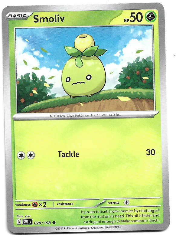 SMOLIV - COMMON  20/198  POKEMON TCG SCARLET & VIOLET TRADING CARD